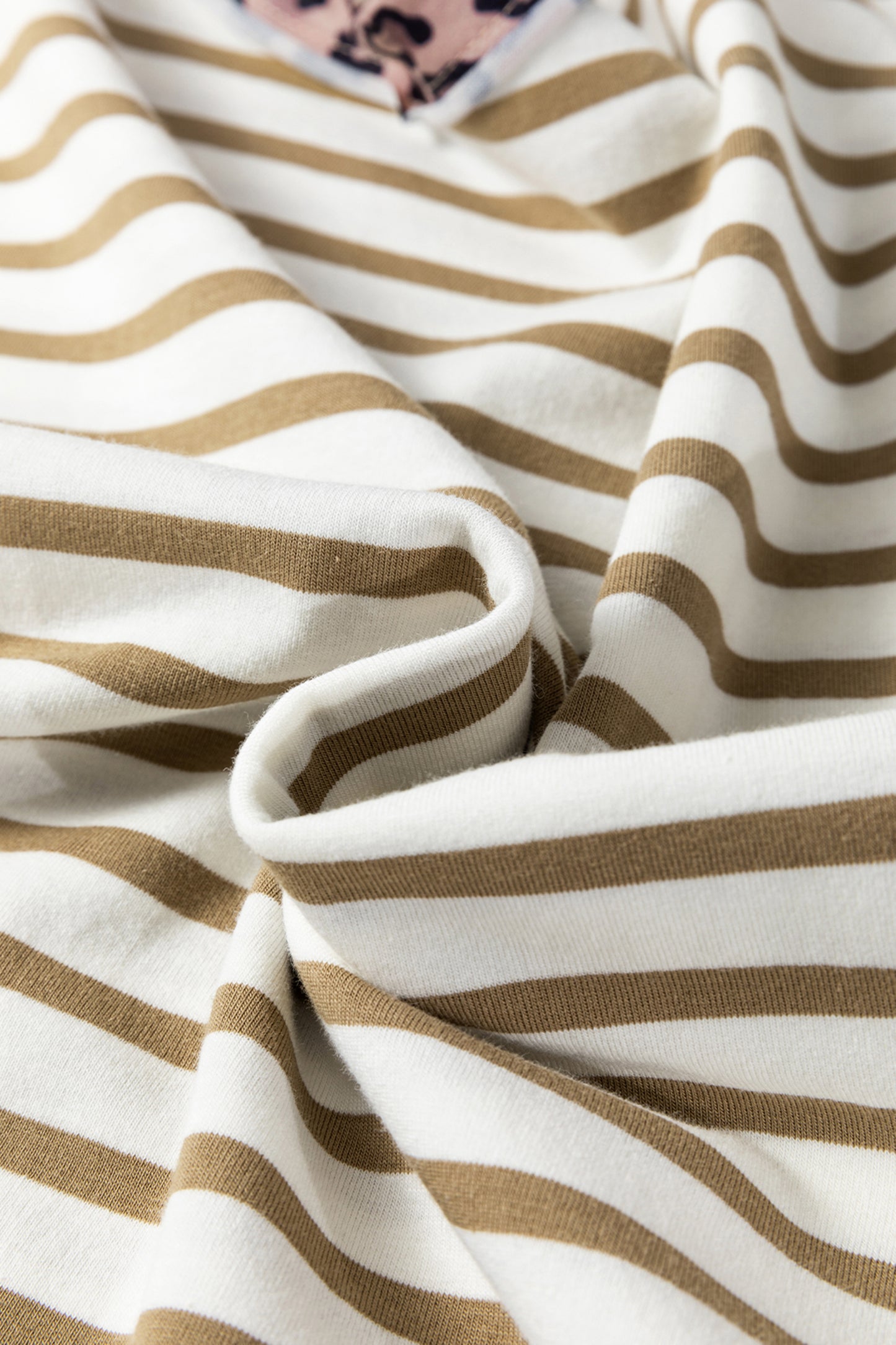 Striped Leopard Trim Tee Casual Loose Fit T Shirt