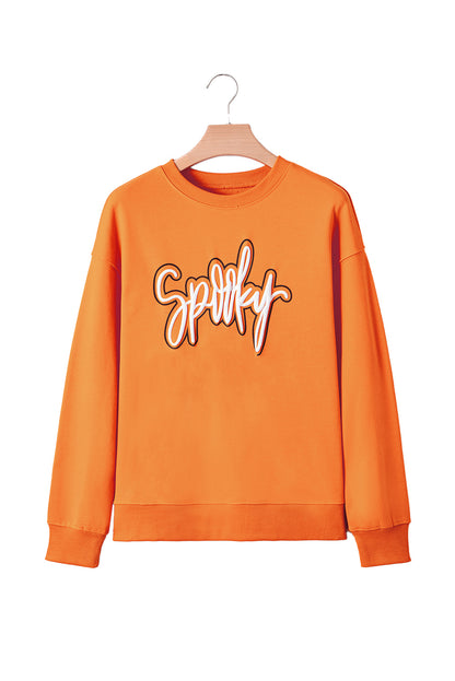 Spooky Graphic Halloween Crew Neck Sweatshirt