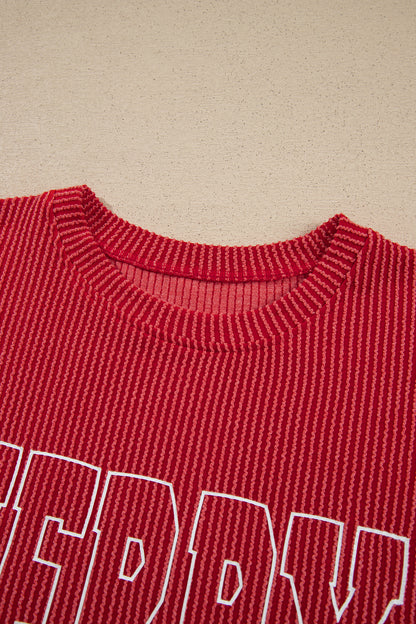 JOLLY Ribbed Knit Long Sleeve Top and Pants Set