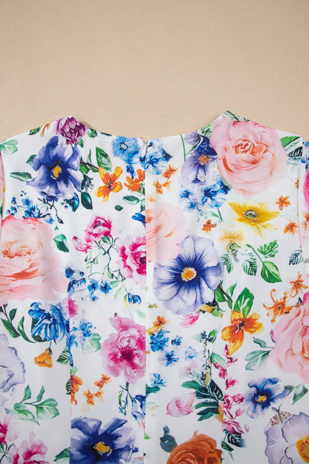 Easter Floral Cap Sleeve Crew Neck Mini Dress