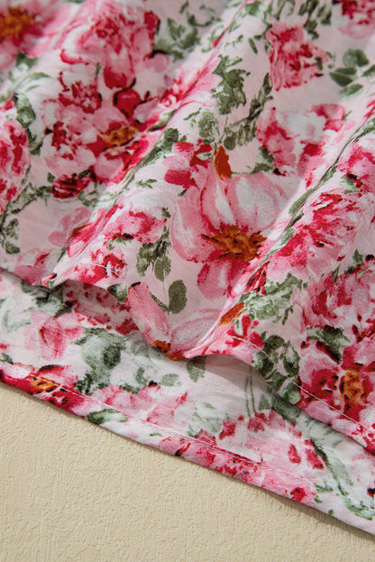 Pink Floral Lace Strap Empire Waist Maxi Dress
