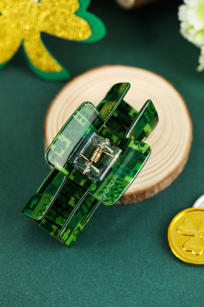 Green Clover Square Hair Claw Clip for St Patrick’s Day