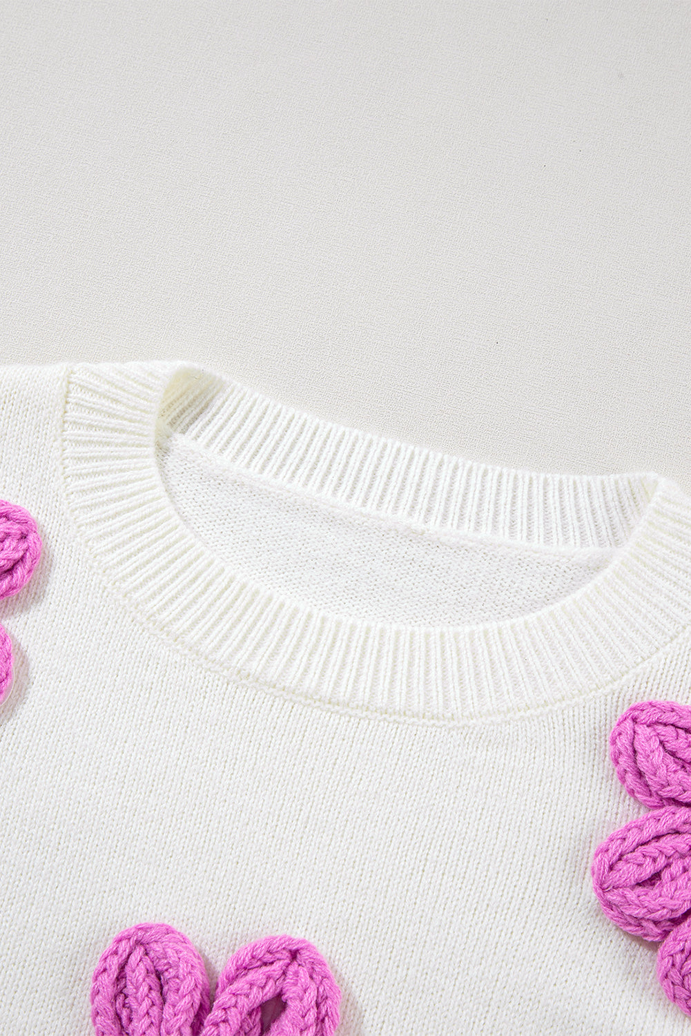 Parchment Floral Crochet Chunky Knit Sweater