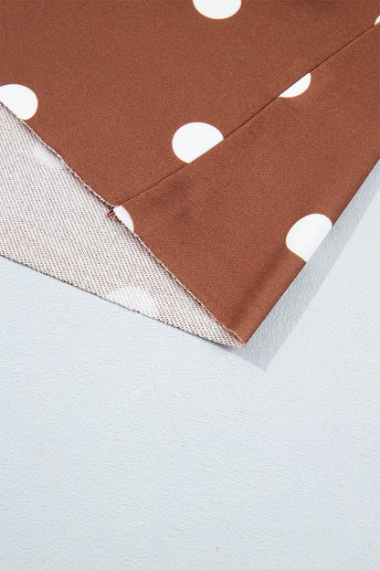 Brown Polka Dot Sweatshirt Skort Two Piece Set