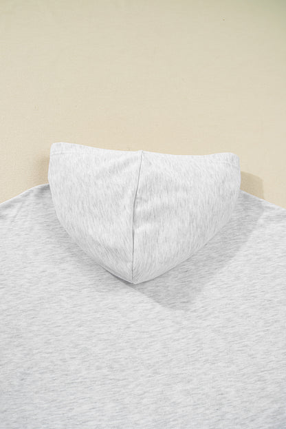 Light Gray Camo Patchwork Hoodie with Asymmetric Sleeves