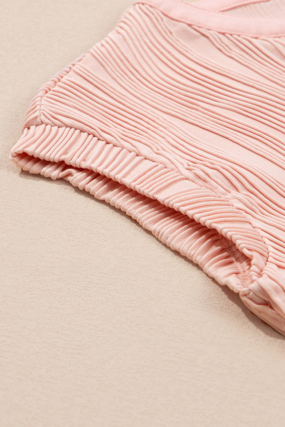 Ribbed V Neck Button Cap Sleeve Knit Top Casual