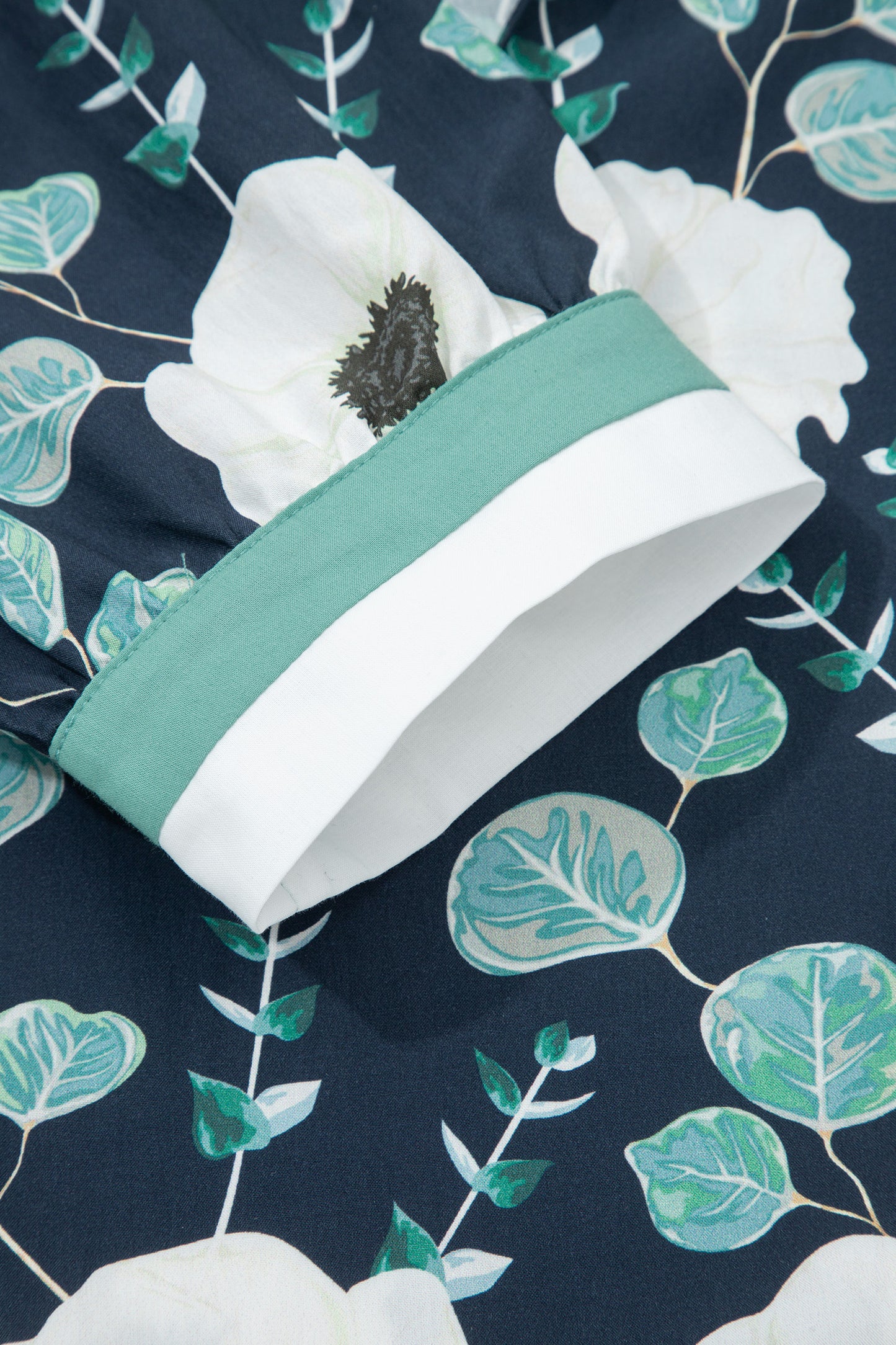 Blue Floral Print Striped Patchwork V Neck Short Sleeve Blouse