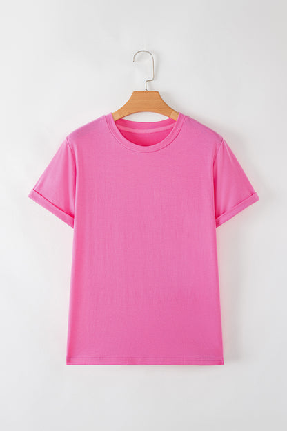 White Casual Crew Neck Short Sleeve Basic Tee