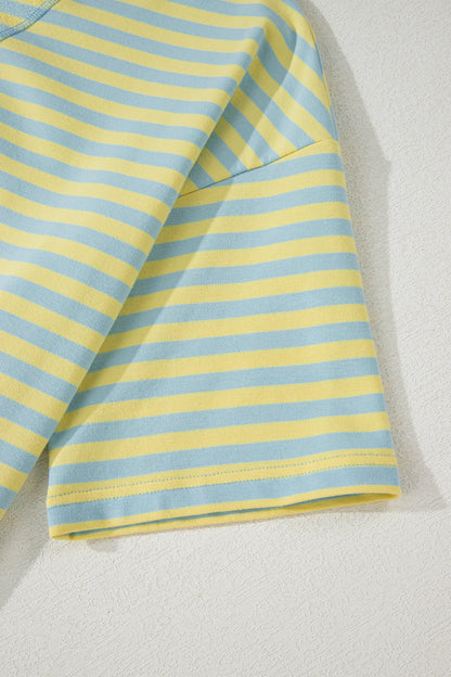 Striped Two Piece Lounge Set Womens Tee and Shorts