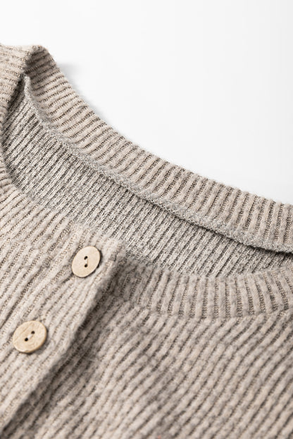 Ribbed Contrast Panel Loose Fit Long Sleeve Top