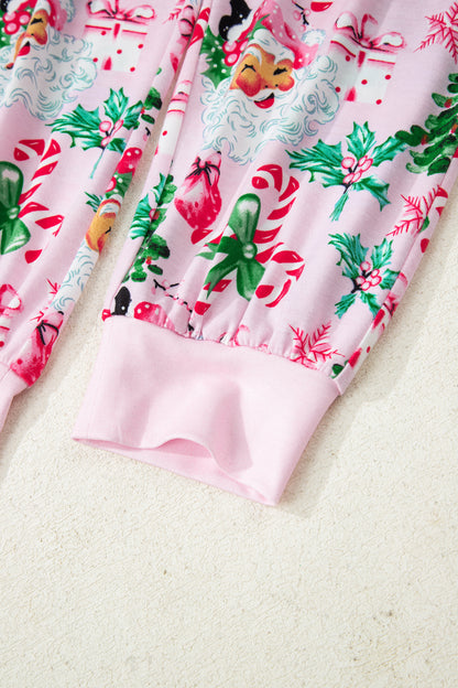 Christmas Tree Print Button Lounge Set for Women 2pcs