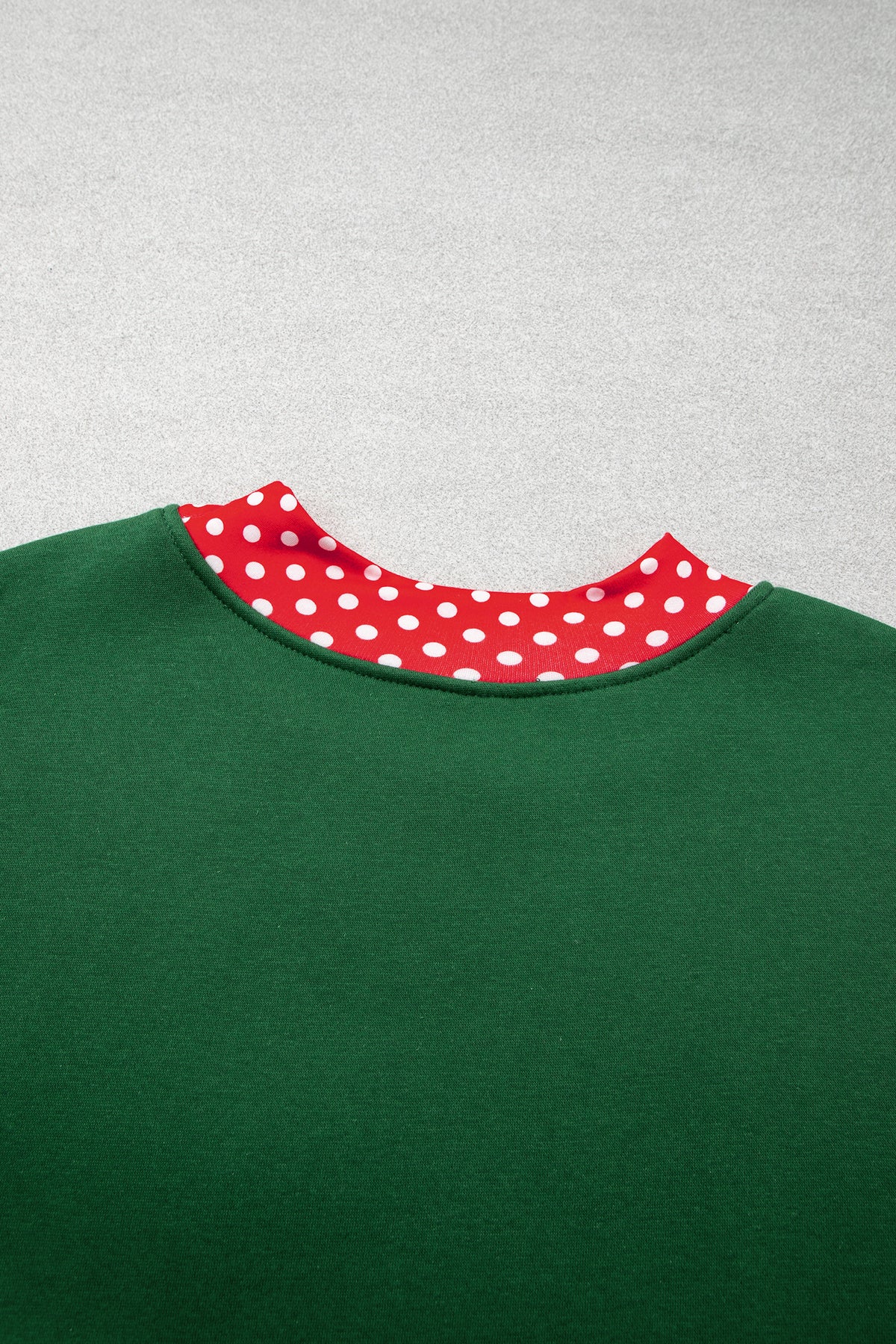 Polka Dot Trim Plus Size Crew Neck Tunic Sweatshirt