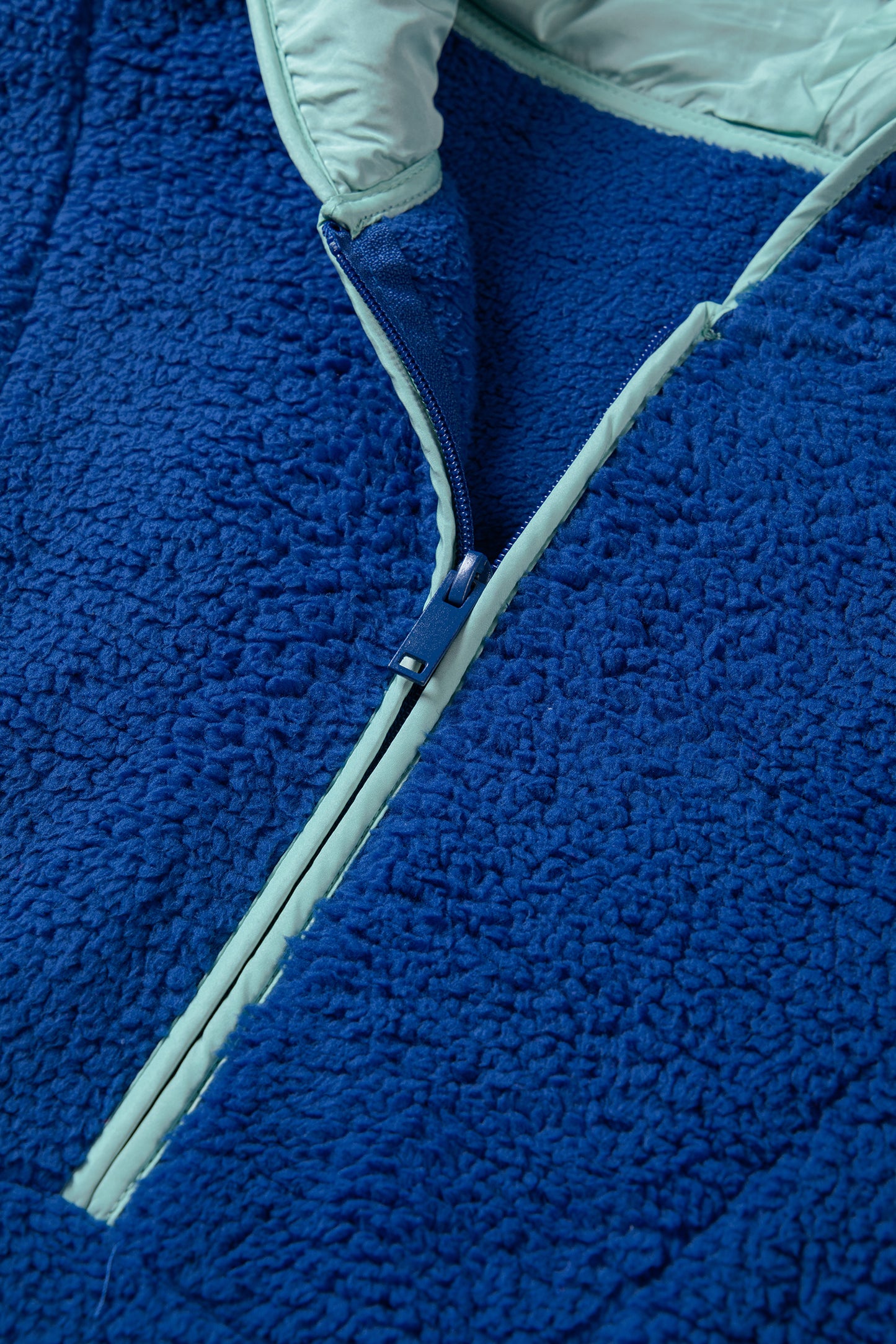 Cozy Sherpa Half Zip Pullover Hoodie with Contrast Trim