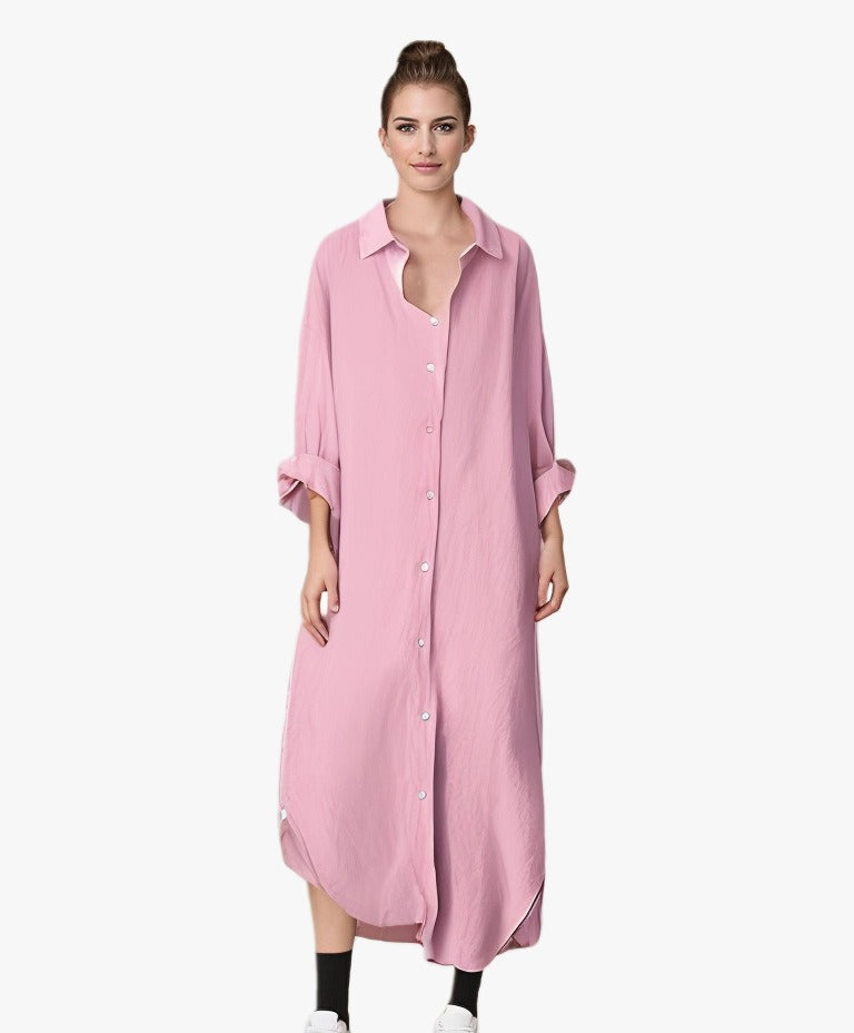 Women's Oversized Cotton Linen Button Down Tunic