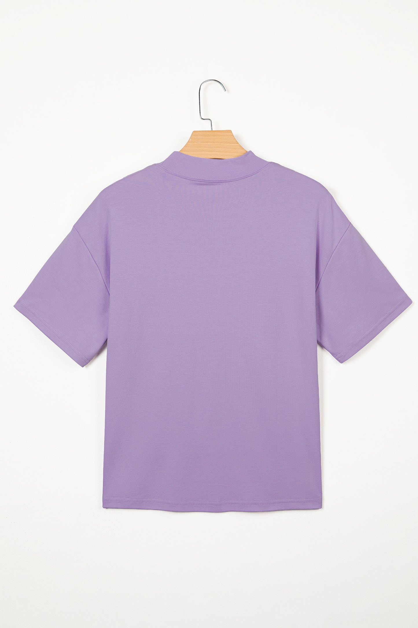 Dark Blue Oversized Mock Neck Tee Casual Relaxed Top