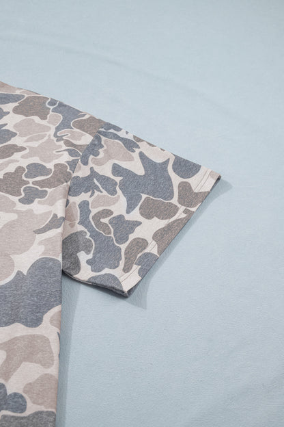 Plus Size Retro Camouflage Tee – Multicolor Casual Top