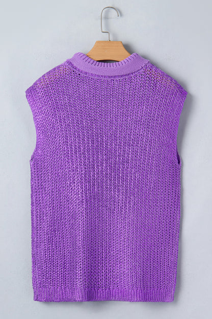 Mardi Gras Wisteria High Neck Knit Sweater Tee