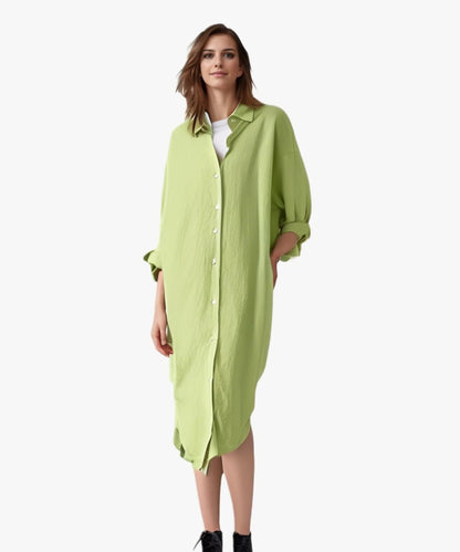 Women's Oversized Cotton Linen Button Down Tunic