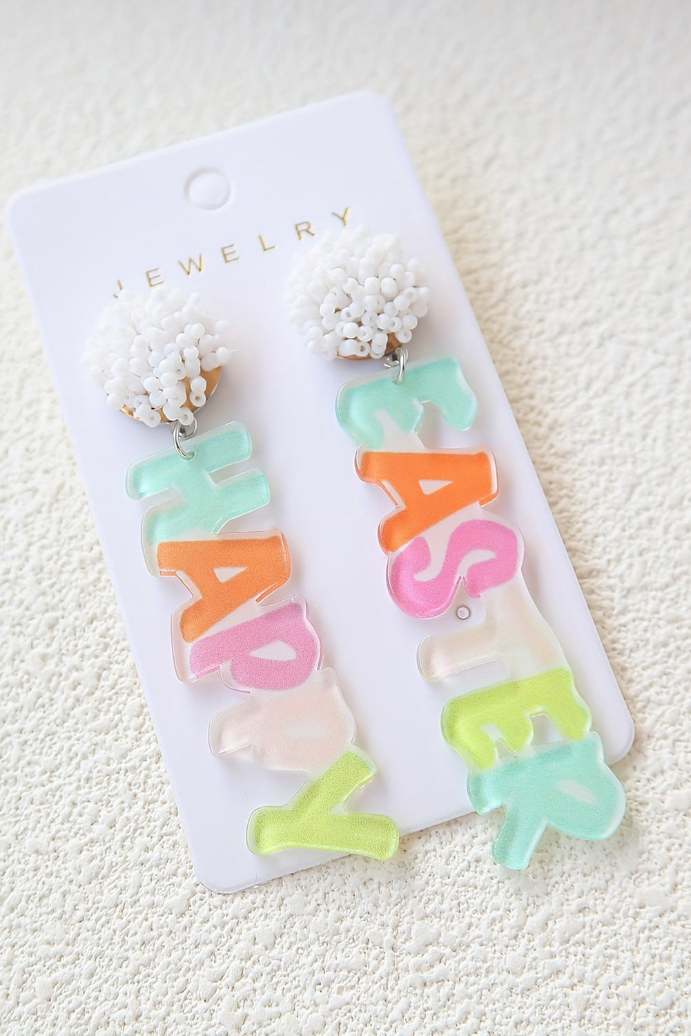 Happy Easter Acrylic Statement Drop Earrings