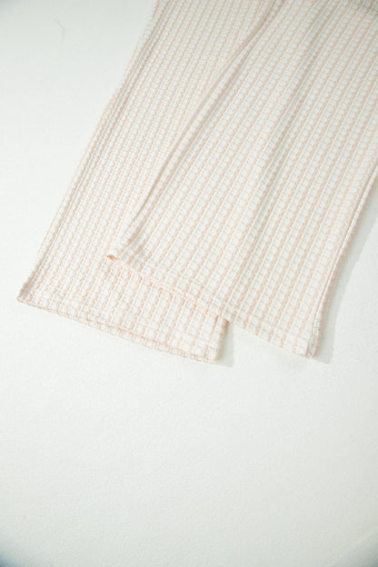 Textured Knit Set Loose Fit Lounge Top Wide Leg Pants