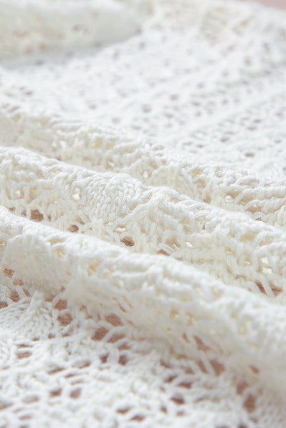 Chic Hollow Out Knit Cardigan with Drop Shoulders