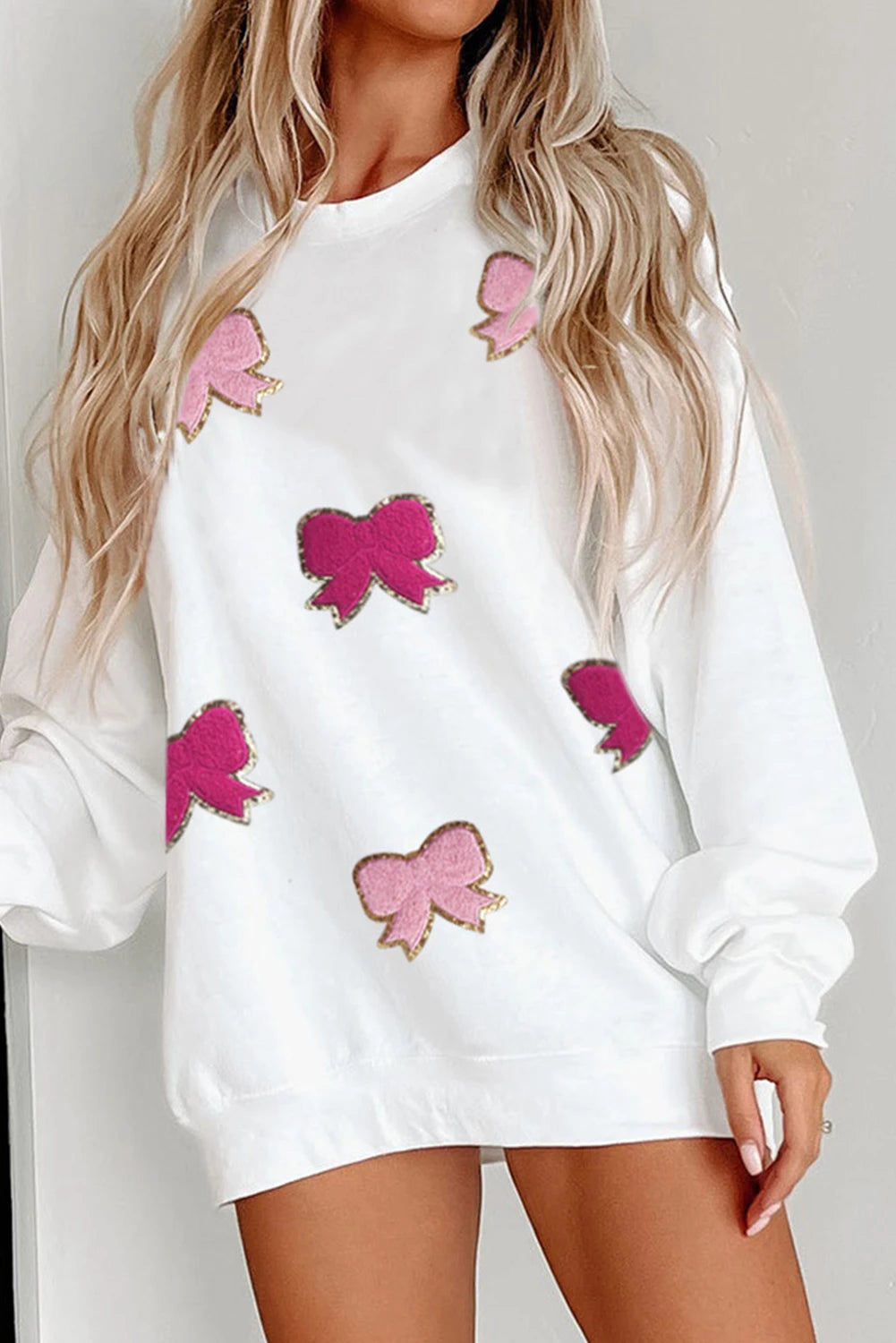 Valentine's Bowknot Graphic Drop Shoulder Baggy Sweatshirt