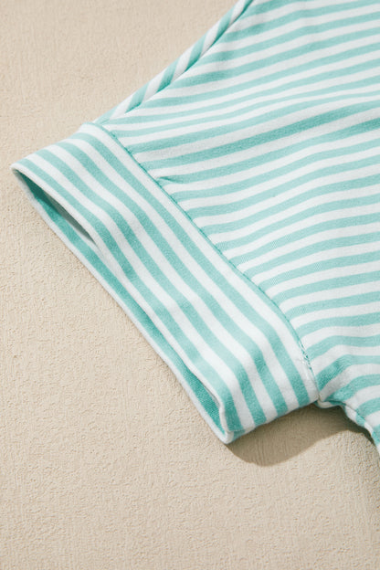 Casual Stripe 2 Piece Short Set Women Lounge Outfit