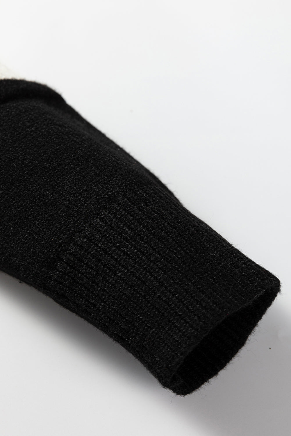 Black Beige Brown Colorblock Drop Shoulder Knit Sweater