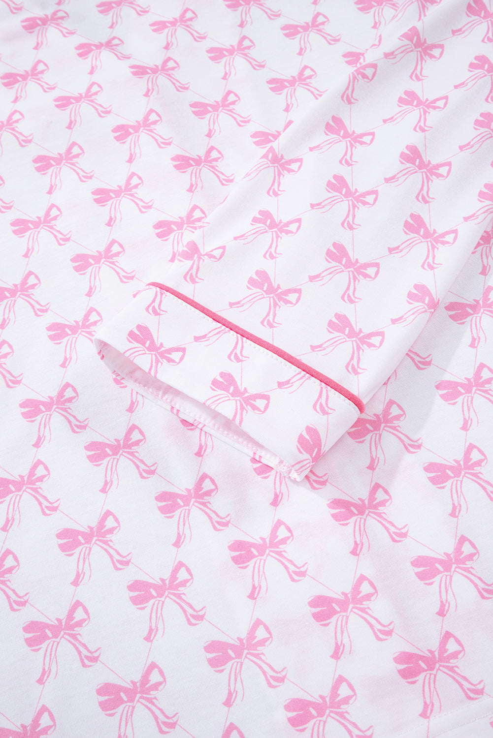 Soft Bow Print Long Sleeve Pajama Set with Pants