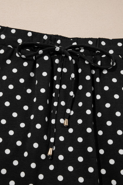 Fiery Red Polka Dot Drawstring Pocket Mini Skort Skirt