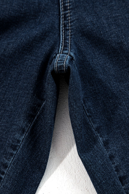Sail Blue Plus Size Elastic Waist Ruffle Hem Jeans