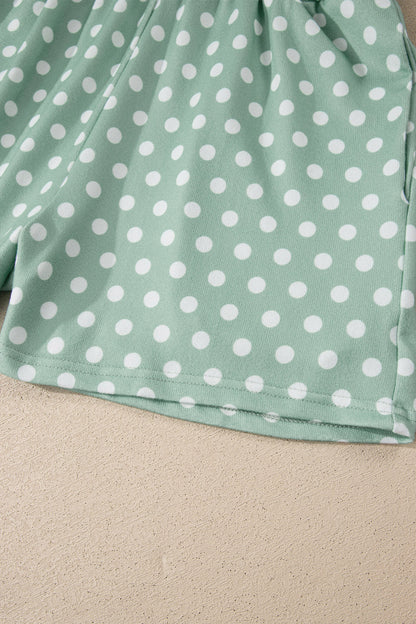 Polka Dot Lounge Short Set Casual Two Piece Outfit