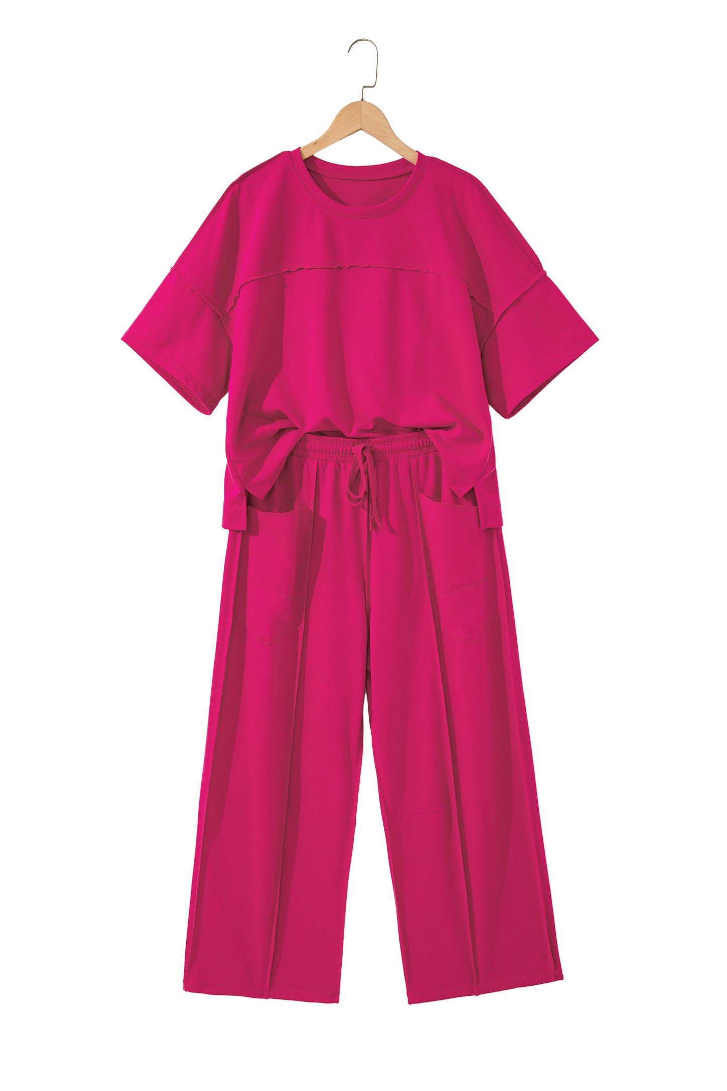 Boxy Tee and Wide Leg Pants Lounge Set Casual Outfit