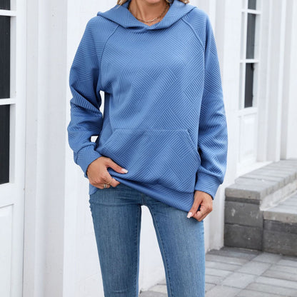 Women's Oversized Textured Hoodie Pullover with Pocket