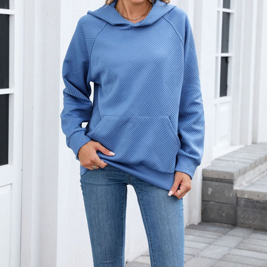 Women's Oversized Textured Hoodie Pullover with Pocket