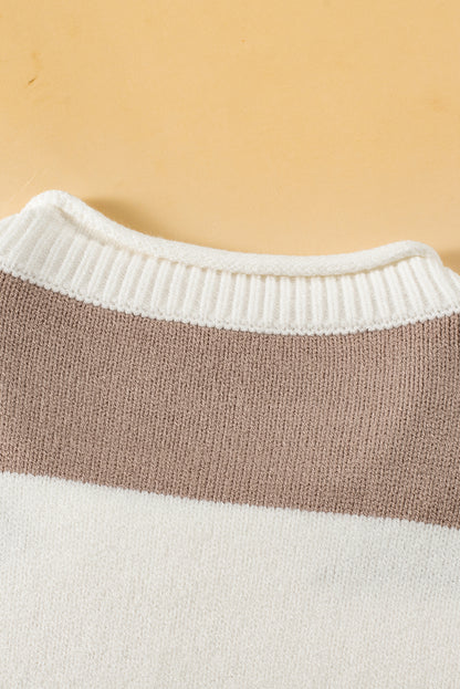Khaki Stripe Lightweight Knit Short Sleeve Top