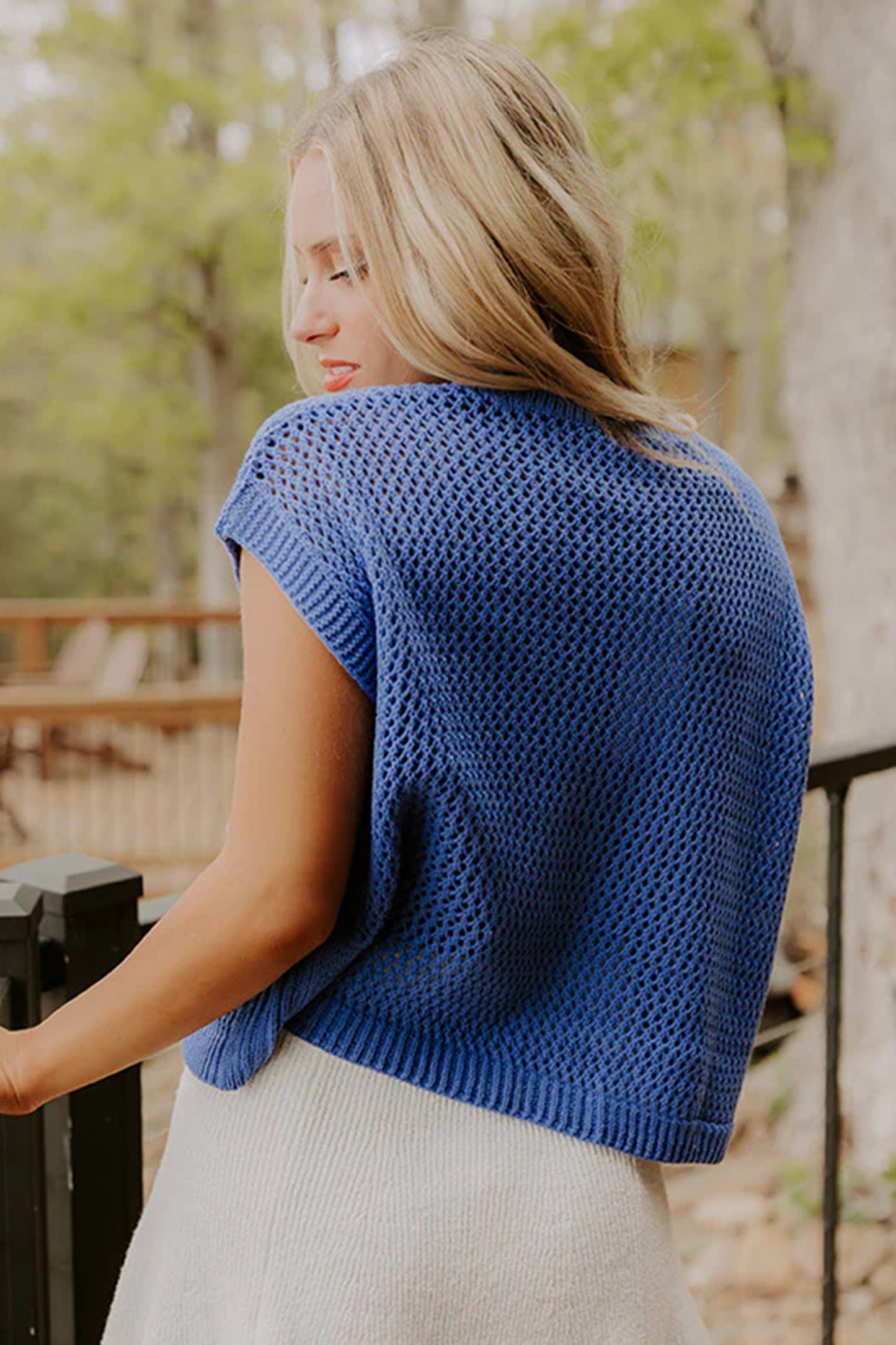 American Flag Knit Sweater Vest Patriotic Summer Top