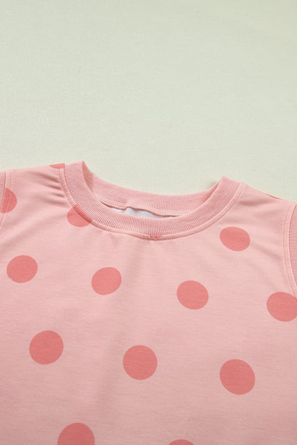 Polka Dot Tank Top Split Skort 2 Piece Lounge Set