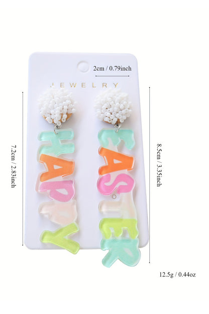 Happy Easter Acrylic Statement Drop Earrings