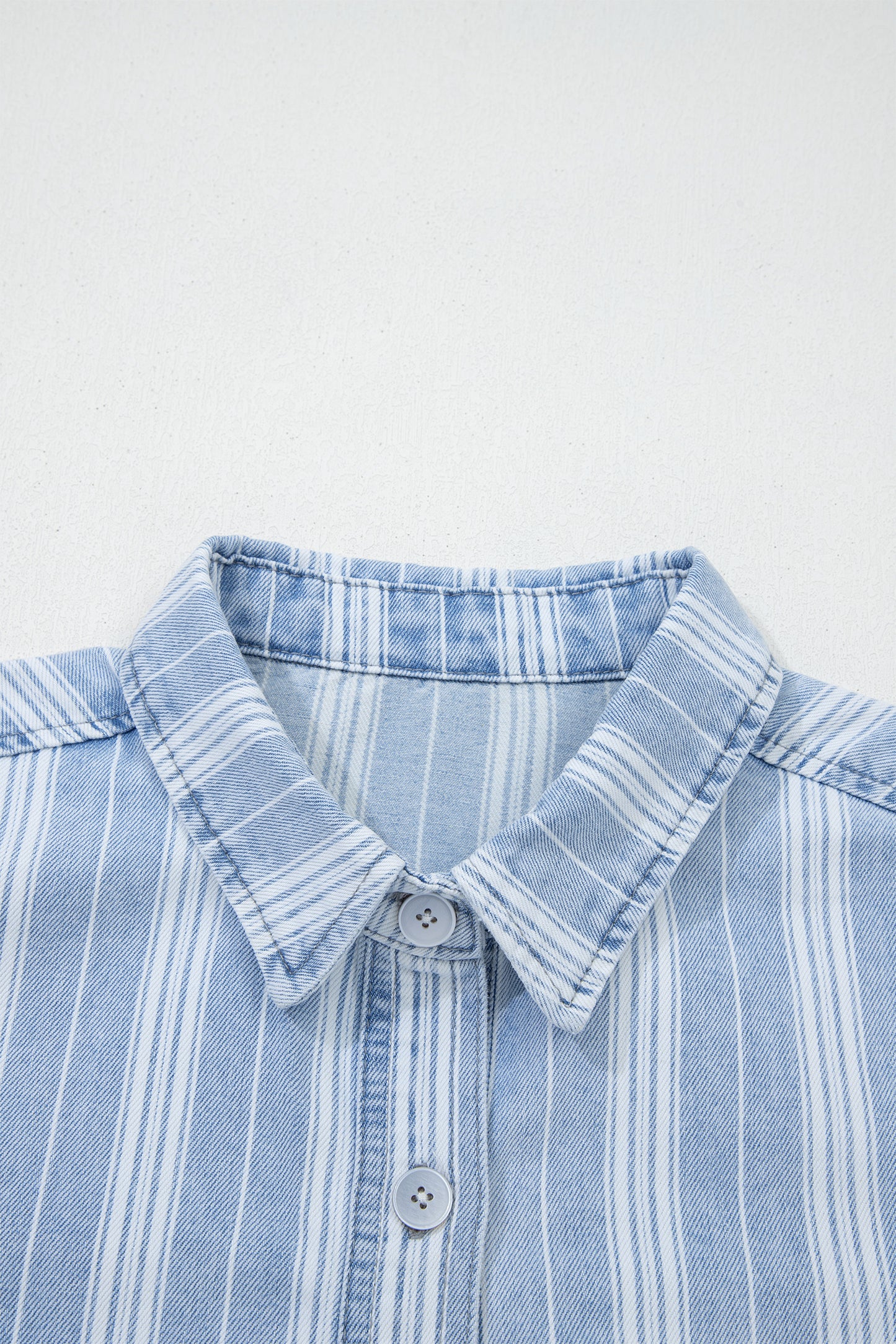 Striped Denim Shacket for Women Button Down Shirt Jacket