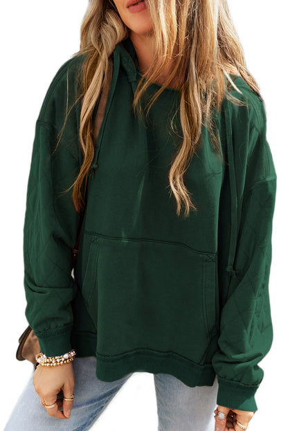 Chestnut Quilted Patchwork Exposed Seam Hoodie