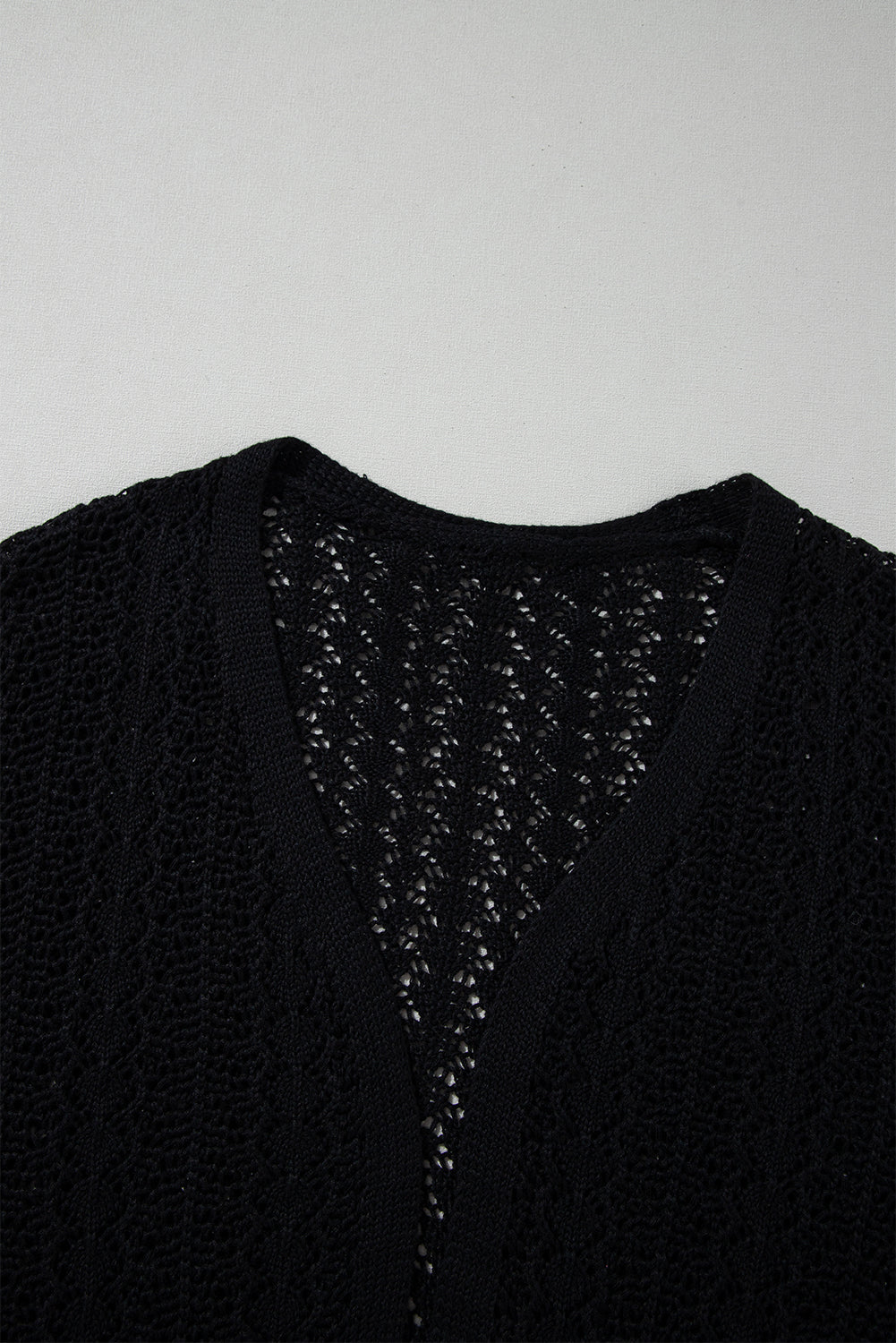 Chic Hollow Out Knit Cardigan with Drop Shoulders