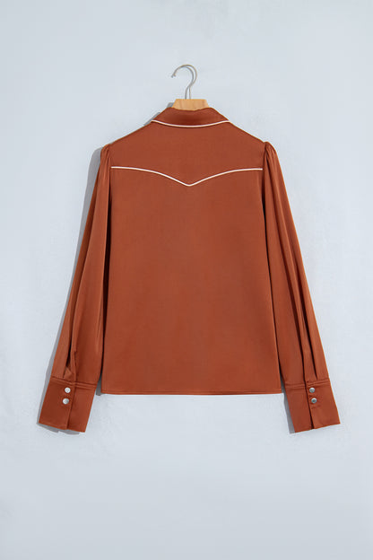 Western Satin Yoke Snap Button Long Sleeve Shirt
