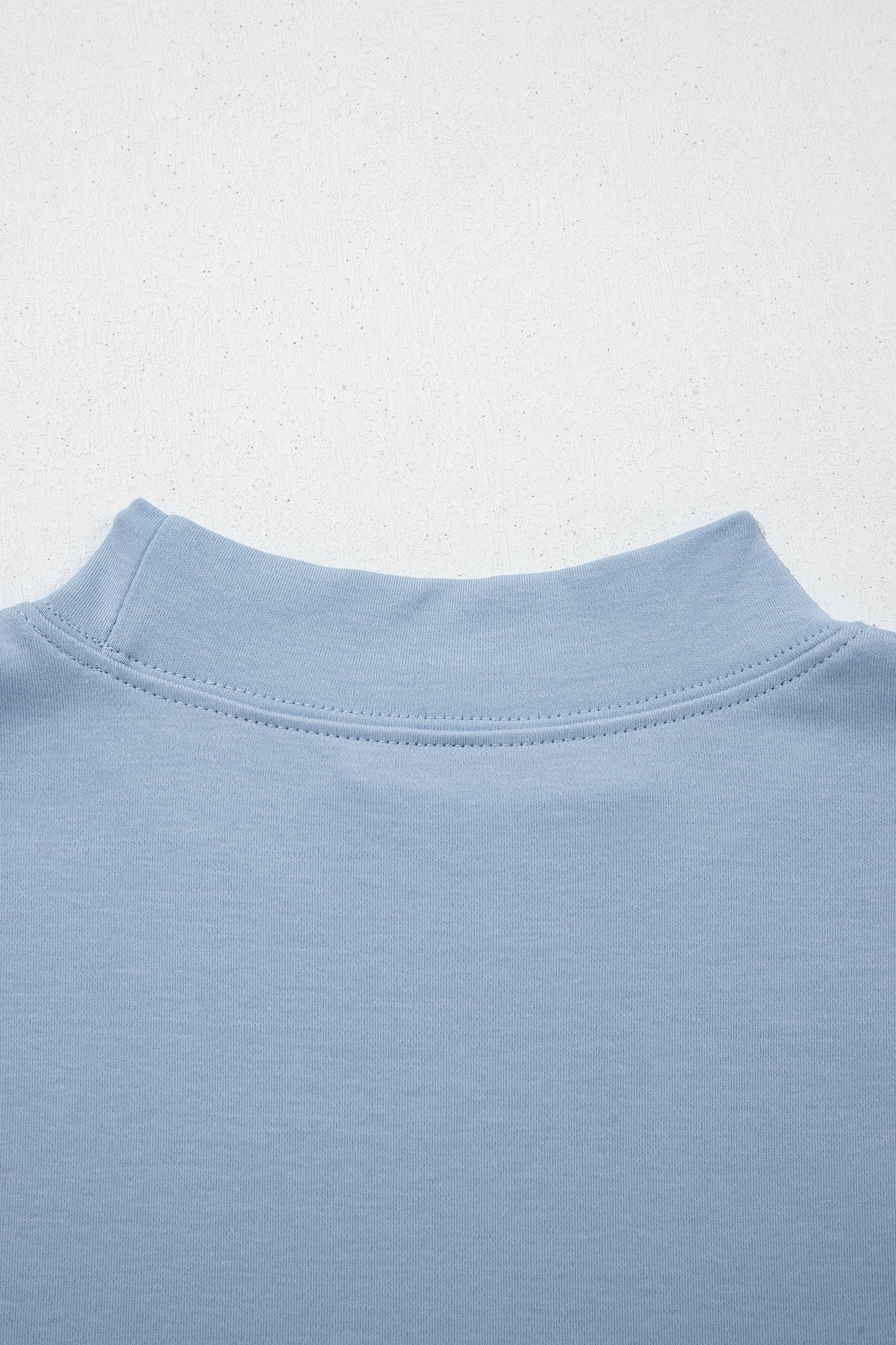 Dark Blue Oversized Mock Neck Tee Casual Relaxed Top