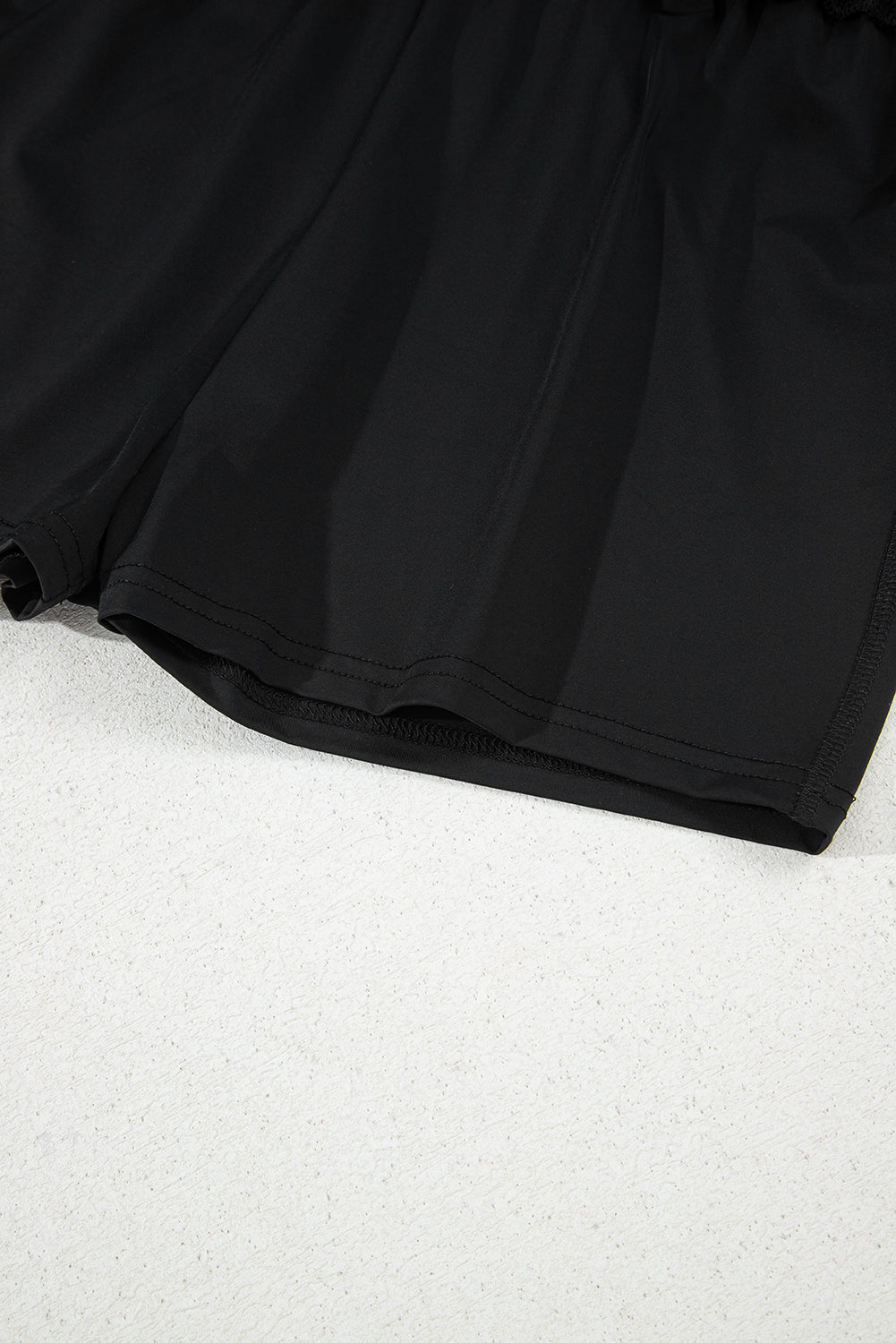 Black High Waist Drawstring Tennis Skort with Lining