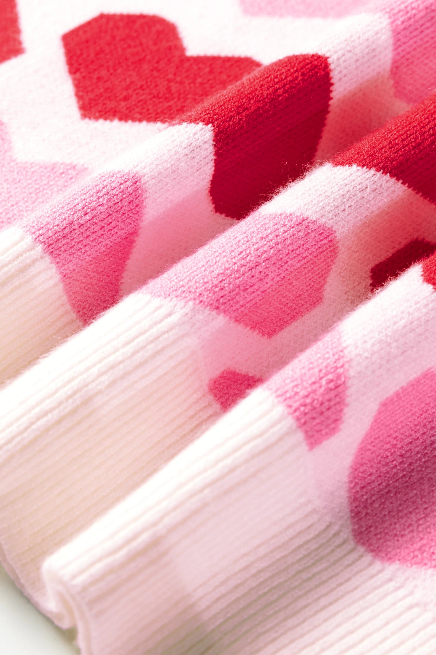 Pink Heart Print Short Sleeve Knit Sweater Valentine Top