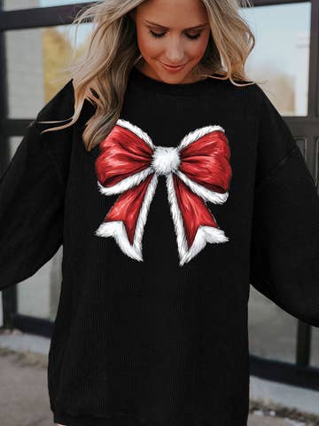 Christmas Big Bow Graphic Pullover Sweatshirt