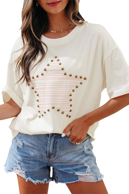 USA Star Graphic Tee Flag Day Independence Day Top