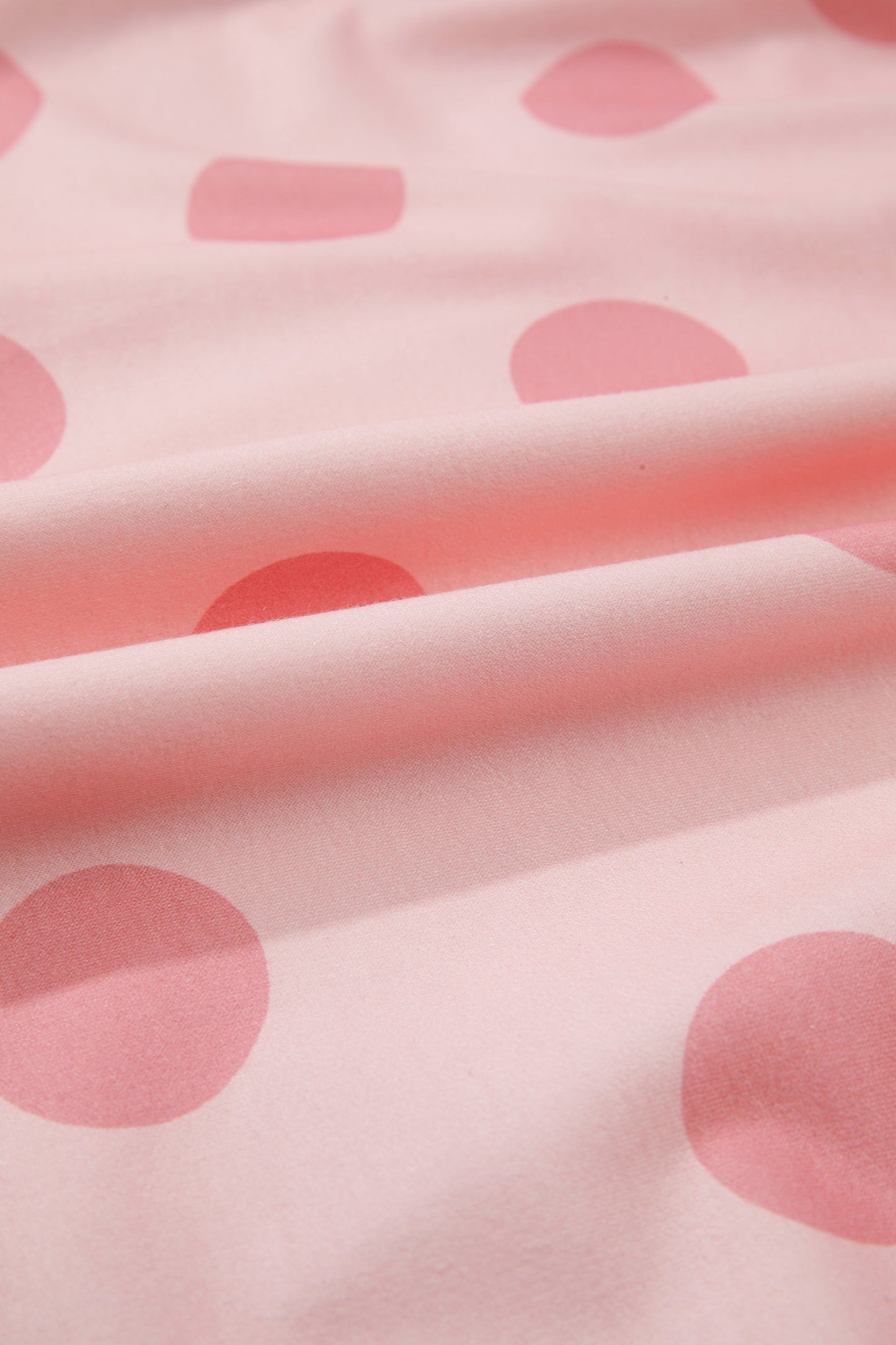 Pink Polka Dot Long Sleeve Tiered Mini Dress
