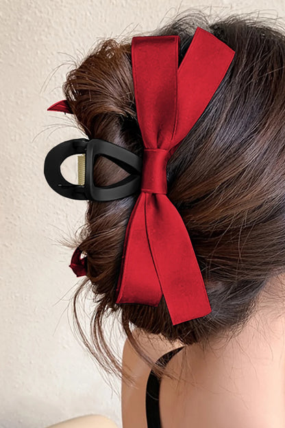 White Elegant Satin Bow Large Hair Claw Clip for Women